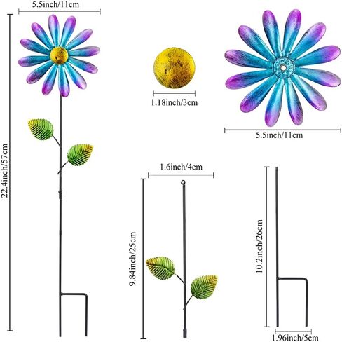 2 Pack Sunflower Wind Spinner, Sunflowers Pinwheels for Yard and Garden in Kuwait
