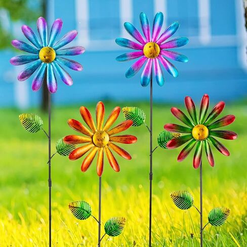 2 Pack Sunflower Wind Spinner, Sunflowers Pinwheels for Yard and Garden in Kuwait