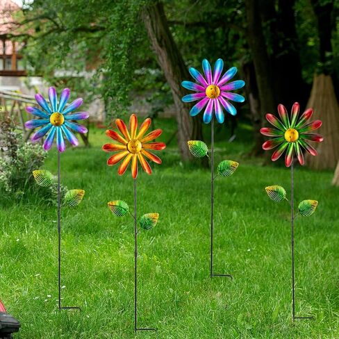 2 Pack Sunflower Wind Spinner, Sunflowers Pinwheels for Yard and Garden in Kuwait