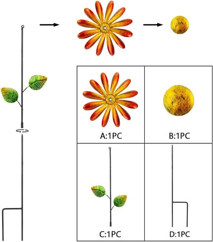 2 Pack Sunflower Wind Spinner, Sunflowers Pinwheels for Yard and Garden in Kuwait