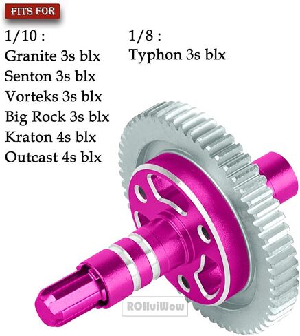 0.8 MOD 58T ترقيات قابض النعال جزءًا لـ 1/10 Big Rock/Granite/Senton/Vorteks 3S BLX ، Kraton/Outcast 4S BLX ، 1/8 Typhon 3S BLX ، Metal RC 0.8 MOD 58T Spur Gear w/slipper shaft ، Red in Kuwait