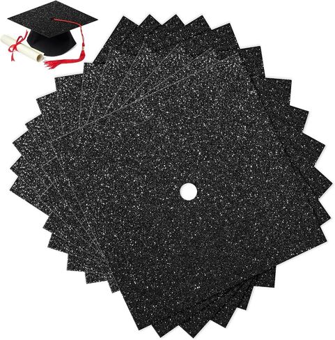 12 Sheets Glitter Construction Paper for Graduation Cap Decoration 10 x 10 Inch Colorful Cardstock Grad Cap Cover Card Stock for Graduation Hat Topper Craft DIY(Elegant Color) in Saudi Arabia
