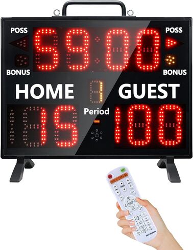 Digital Scoreboard with Remote for Sports Games, Display Score with Timer,Built-in Battery & Buzzer, Coach Supplies in Kuwait
