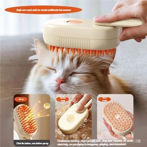 Rechargeable Cat Steam Brush for Shedding - 360° Rotating & Anti-Slip Design, ABS+TPR Pet Grooming Tool for Indoor Cats, Dogs, and Long-Haired Pets (Purple) in Saudi Arabia