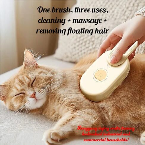 Rechargeable Cat Steam Brush for Shedding - 360° Rotating & Anti-Slip Design, ABS+TPR Pet Grooming Tool for Indoor Cats, Dogs, and Long-Haired Pets (Purple) in Saudi Arabia