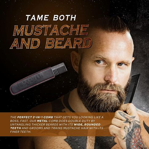 Bossman Pocket Size Sandalwood Beard Comb with Protective Case - Beard, Mustache, and Hair Fine and Wide Tooth Wood Comb - Beard Care Shaping Tool for Men in Saudi Arabia