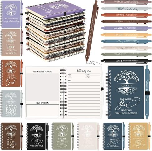 Kosiz 40 Pcs Mother's Day Christian Gifts Bulk for Women Men Prayer Journal Religious Bible Verse Notebooks with Christian Pens Tree Themed Notepad for Church Teacher Sunday School (Boho Color) in Kuwait