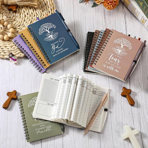 Kosiz 40 Pcs Mother's Day Christian Gifts Bulk for Women Men Prayer Journal Religious Bible Verse Notebooks with Christian Pens Tree Themed Notepad for Church Teacher Sunday School (Boho Color) in Kuwait