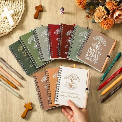 Kosiz 40 PCS عيد الأم الهدايا المسيحية بالجملة للنساء رجال صلاة مجلة كتب الكتاب المقدس الدينية مع الأقلام المسيحية شجرة المفكرة لمدرسة المعلم الأحد (Boho Color) in Kuwait