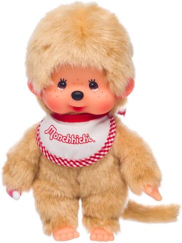 Monchhichi Sekiguchi Beige Boy with Bib - Red/White in Kuwait