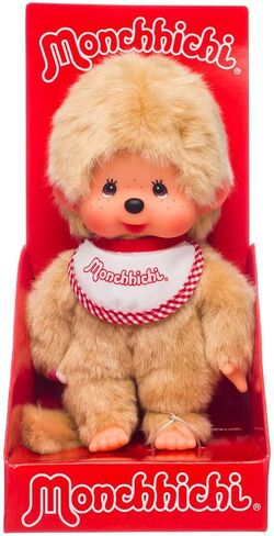 Monchhichi Sekiguchi Beige Boy with Bib - Red/White in Kuwait