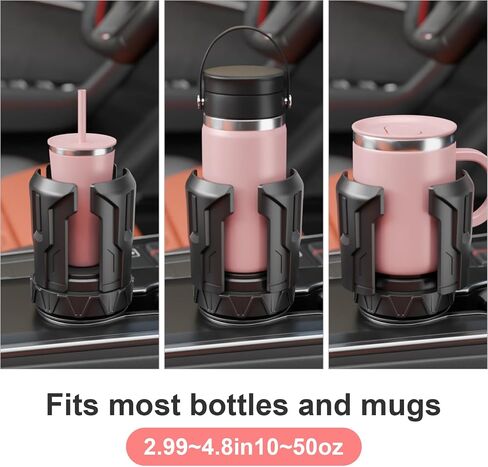 Self-Size Car Cup Holder Expander, Adjustable Cup Holder Expander for Car. Cup Holder Adapter for Large Yeti, Stanley, Nalgene, Owala Tumbler & Mugs. Car Holder Insert Accessories in Saudi Arabia