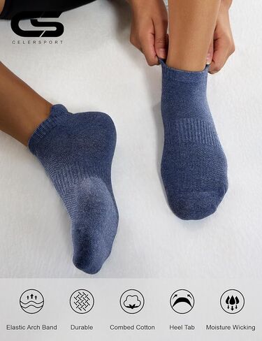 CS CELERSPORT 6 Pairs Ankle Athletic Running Socks Low Cut Sports Tab Socks for Men and Women in Kuwait