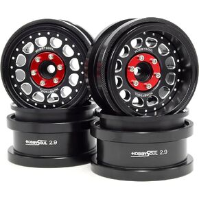 HOBBYSOUL 2.9 Beadlock Wheels Adjustable Offset Rims Black Color for 1/6 RC Mud Crawler Truck Axial SCX6 Trail Upgrade Parts, HS701470