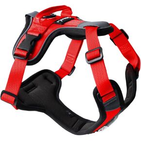 Shawnco Basecamp Dog Harness ، سترة الحيوانات الأليفة بدون شد مع 3 مقاطع مقود ، مبطنة ، عاكسة ، خفيفة الوزن وقابلة للتعديل مع مقبض للكلاب الصغيرة والمتوسطة والكبيرة (خضراء الزيتون ، XL)