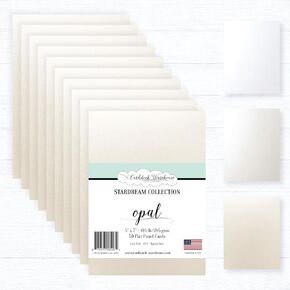 CardStock Warehouse Stardream Crystal White - 5 × 7 " - 105 رطل / 285 GSM Pearlescent Shimmer بطاقات فارغة للدعوات ، صنع البطاقات ، النقش ، قطع يموت ، بطاقات الملاحظات - 50 COUNT