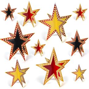 45 Pcs Star Centerpieces for Movie Night Party Decorations 3D Movie Night Supplies Star Decorations in 3 Sizes 8" 5" 3" Red Carpet Film Show Theme Birthday Party Table Decor(Vivid,Multicolor)