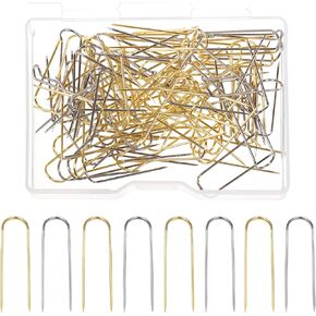 100 pcs u على شكل شوكة على شكل خياطة u pins ، نغاريت حظر دبابيس مستقيمة متعددة الأغراض لنسيج النسيج المجوهرات لصناعة الخياطة DIY ، الذهب/الفضة/0.9 "