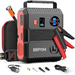 Car Jump Starter with Air Compressor, 150PSI 6000A Peak 24000mah (Up to All Gas or 8.0L Diesel Engine, 50 Times) Portable Jump Starter 12V Auto Battery Jump Pack QC 3.0 with 160W DC Out