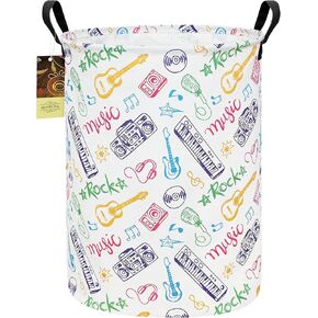 HUNRUNG Laundry Hamper,Large Canvas Fabric Lightweight Storage Basket Toy Organizer Dirty Clothes Collapsible Waterproof for College Dorms, Children Bedroom,Bathroom (Blue Triangle)
