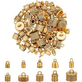 ph pandahall 100pcs 10 أنماط سلك نهاية سبل سبيكة السلك الجلدي نهاية التبت الطراز التبتي cap metal bead tube حلقة برميل حلقة clasp لاتحان سوار حلق المجوهر