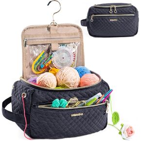 Crochet Bag Organizer, Small Crochet Storage Bag with Hanging Hook, Yarn Bags for Crocheting, Yarn Holder Organizer,Knitting Bag,Yarn Tote for Crochet Accessories, Crochet Gift Mothers Day