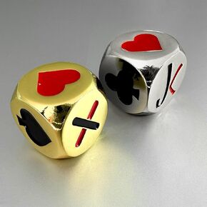 2PCS Premium Stainless Trump Marker Dice - Metal Euchre Cube & 0.62inch (16mm) Trump Modator لألعاب بطاقة Euchre/Pinochle/الجسر والمزيد (Silver+Gold)