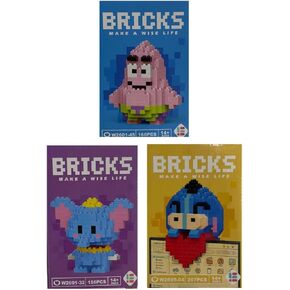 Yummy Baby Products Micro Mini Building Blocks 3 Character Set (500+ Pieces), Ages +14, Toys Gifts for Kids and Adults (3 Pack) (Set 1)