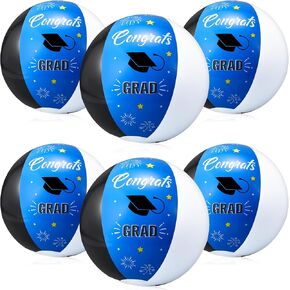 6 PCS Graduation Beach BEATH BALLES BEATHABLE BEATHER 16 '' 'Congrats Grad Sign Targeting Party Forms for Senior Teen Class of 2025 College Party Supplies (Blue)