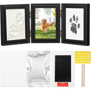 ink & clay paw kit kit kekeake و inkless ink pad & soft clay for dog/cats paw prints ، pet paw print kit ، paw print stamp for dogs or cats ، diy gifts for pet keyers black
