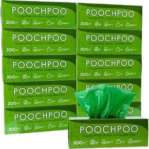 حالة 2000 Eco -Green Pet East Station 200 كيس على لفة (10 لفات) - أكياس أنبوب الكلب السائبة - أكياس محطة نفايات الكلاب - كيس القمامة
