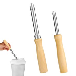 2pcs Plastic Cup Lid Hole Puncher for Straw, Straw Puncher for Plastic Lids Straw Circular Clay Hole Cutters Pottery Tools Lemonade Cup Lid Hole Puncher for Lemon Water and Milk Tea Lids