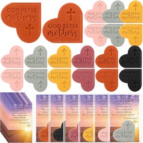 Supervitae 50 Sets Christian Gifts for Mother God Bless Mothers Leather Heart Bookmarks Bible Verse Bookmarks Magnetic Corner Page Clips with Inspirational Scripture Cards Church Party Favor for Mom