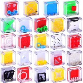 Sumind Mini Maze Cube Puzzle Box Pack من 24 ، Balance IQ Maze Game 1.5 بوصة ثلاثية الأبعاد كرة الدماغ مثالية جوائز الهدايا للألغاز.