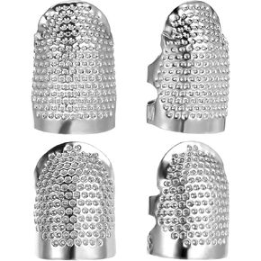 Mabor 4pcs خياطة الباحثين للأصابع ، واقي/حارس أصابع الحياكة المعدنية لتطريز اليدين/خياطة/خياطة إكسسوارات DIY أداة الإبرة