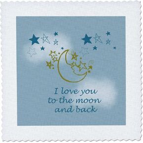 3dRose Love You to The Moon and Back-Quilt Square, 8 by 8-inch (qs_155825_3)