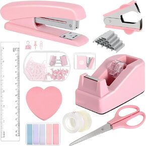 تشمل مجموعة 12 حزمة إمدادات المكاتب ، مستلزمات Office Pink Stapler ، موزع الأشرطة ، مزيل Staple ، Staples ، مقاطع ، مقص ، Staples ، مقاطع ، مقص ، حاكم وعلامات تبويب