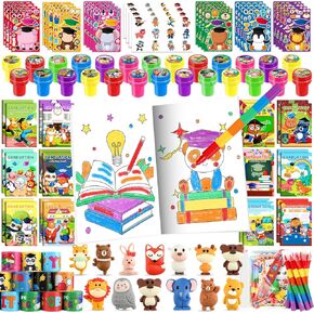Benlouis 192 PCS حفل التخرج مفضلات للأطفال في مرحلة ما قبل المدرسة روضة هدايا الفصول الدراسية جائزة مجموعة كبيرة للطلاب تهانينا خريجي Goodie أكياس （حيوانات التخرج）