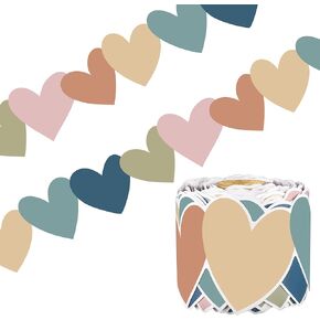 68.9 قدم بوهو في الفصل الدراسي ، حدود Boho Buho Bulletin Decorations Heart Die Cut Trim Colorful Hearts Forder For School Class -Charkboard Decord Chalkboard Decor