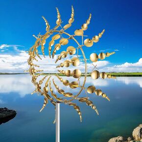 Unique and Magical Metal Windmill, 2Pcs Wind Spinners, 3D Wind Powered Kinetic Sculpture, Stainless Steel Wind Spinners, Wind Mill for Yard and Garden (2PCS-Colorful)