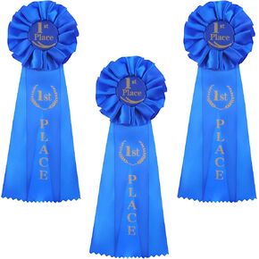 3 PCS Blue Award Ribbon ، 1st Place Rosette Ribbons Grand Award Ribbon Ribbon Ribbon ، First Party Medal Ribbons Deluxe Deluxe Compron