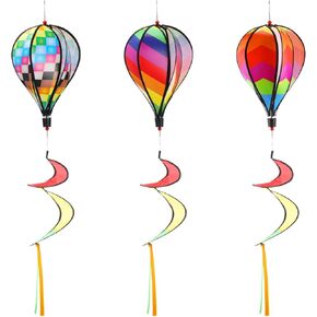 Doitool 3 PCS هواء الساخن بالون المغازل الرياح قوس قزح الجوارب الكبيرة شنقا قوس قزح قوس قزح الصيادين الزخارف زخارف طاحونة الهواء الساخن هواء البالون للحديقة في الهواء الطلق