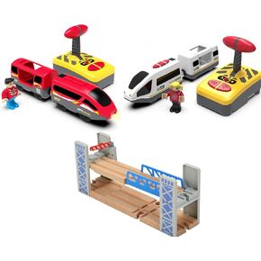 لعبة Toy Train Association Bridge and Electric Train Train لنظام السكك الحديدية متوافق مع Thomas & Friends و Brio و Chuggington و Melissa و Doug