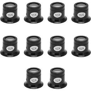 10pcs 10x Watchmaker Loupe ، مجوهرات Loupe Aluminy Aluminium Eye Loupe إصلاح ، مكبرة لمشاهدة صانعي الساعات إصلاح الأدوات الزجاجية للعين