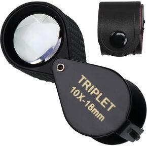 10x جيب المجوهرات Loupe ، مكعبات قابلة للطي ، مجوهرات مكبّر حلقة مكبرة الزجاج المصغرة للمجوهرات ، العملات المعدنية والطوابع