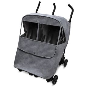 Manito Melange Twin/Double Stroller Weather Shield/Stroller Cover, Water-Repellent, Weather Protection for Rain, Snow, Wind & Cold, All Season (Charcoal Grey)