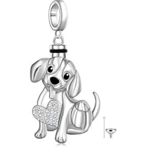 Dog Charm 925 Sterling Silver Dog Urn Charm for Ashes for Bracelet Cremation Keepsake Jewelry Gift for Women Girls