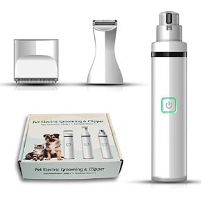 Pet Hair Clippers and Nail Sharpeners - Grooming Electric Cordless Low Noise, Quiet Nail Grinder Shaver for Cats and Other Pets