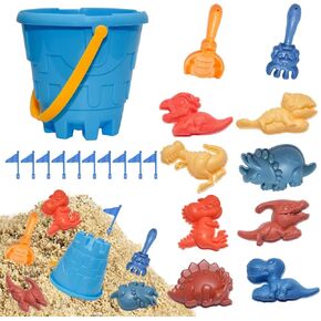 ألعاب Holady Beach Sand For Kids ، 21 PCS Toddlers Sand Castle Toys و Beach Bucket and Rakes و Rakes و Flag و Dinosaur Sand Moulds Outdoor Sandbox Toys for Boys Girl Age 3-10