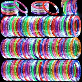 120 Pack Glow Bracelets Bracelets Bracelets ، Glow in the Dark Party Supplies ، 10 Color LED Light Up Bracelets للبالغين وفضل حفلات عيد ميلاد الأطفال ، الحفلات الموسيقية ، رأس السنة الجديدة ، الكرنفال ، Raves